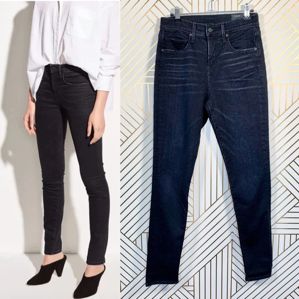 Vince The Skinny Ankle in One Year Wash Black Jean
